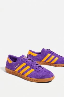 purple and yellow adidas trainers