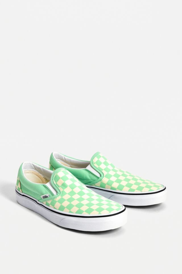 Vans slip on green on sale checkerboard