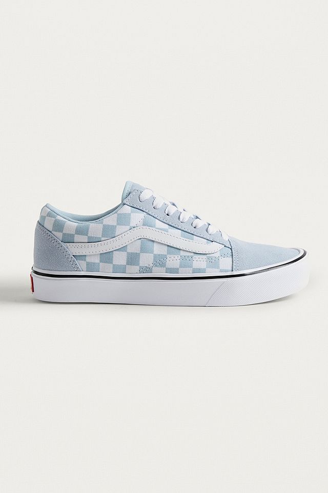 Vans Old Skool Light Blue Checkerboard Trainers | Urban Outfitters UK