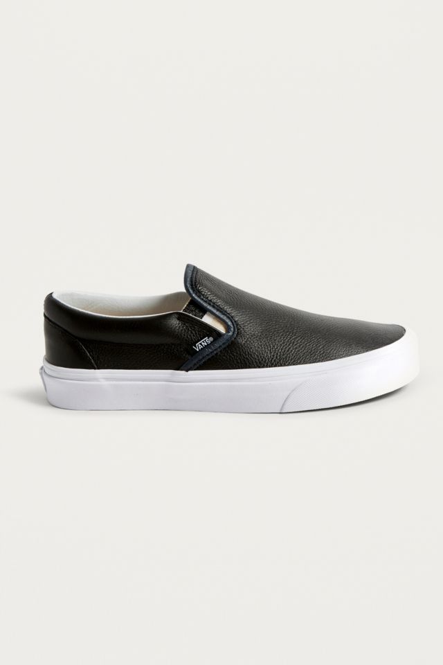 Vans Black Leather Slip On Trainers