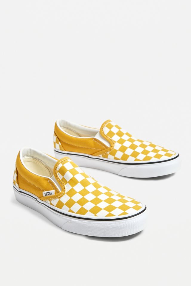 Vans checkered with hot sale yellow stripe