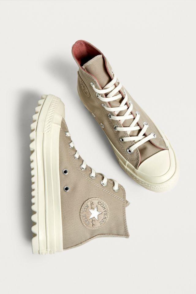 Converse chuck taylor all star lift ripple beige high top trainers on sale