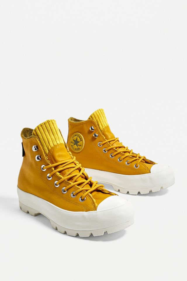 Yellow cheap leather converse