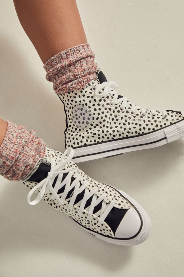 Black and white outlet patterned converse