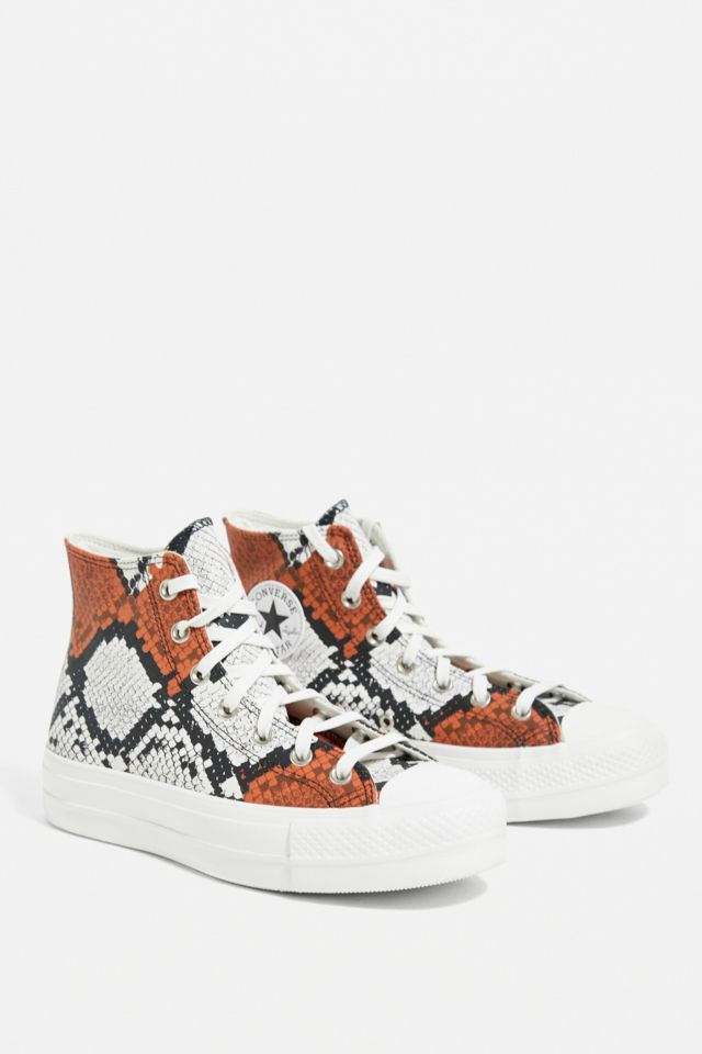 Converse - Chuck Taylor - Baskets montantes à plateforme avec effet peau de  serpent - Doré, ASOS