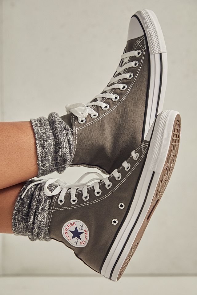 Converse Chuck Taylor All Star Charcoal Grey Canvas High Top Trainers ...