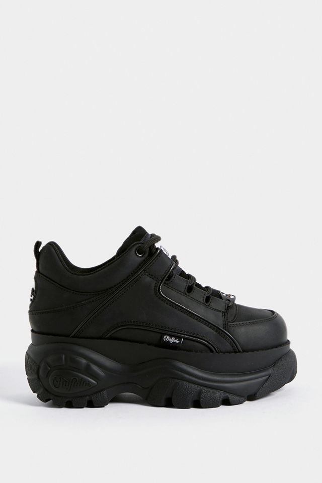 Buffalo Black Leather Chunky Platform Trainers #1