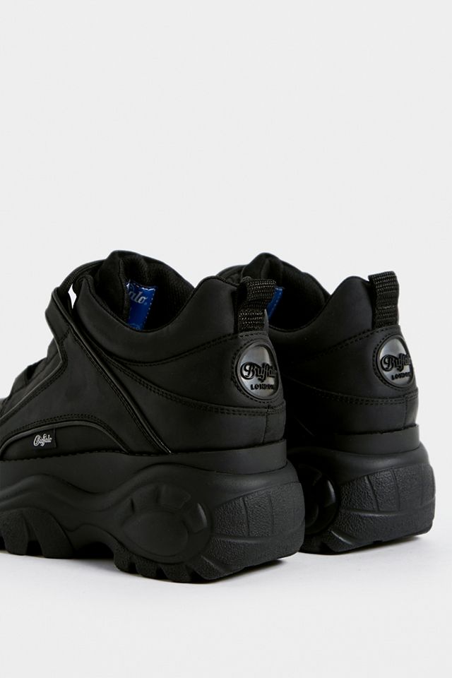 Buffalo Black Leather Chunky Platform Trainers #3