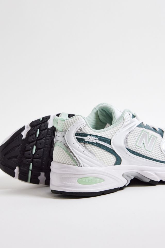 New Balance White & Green 530 Trainers #4