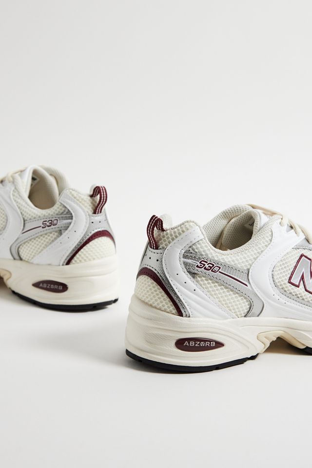 New Balance White & Burgundy 530 Trainers #3