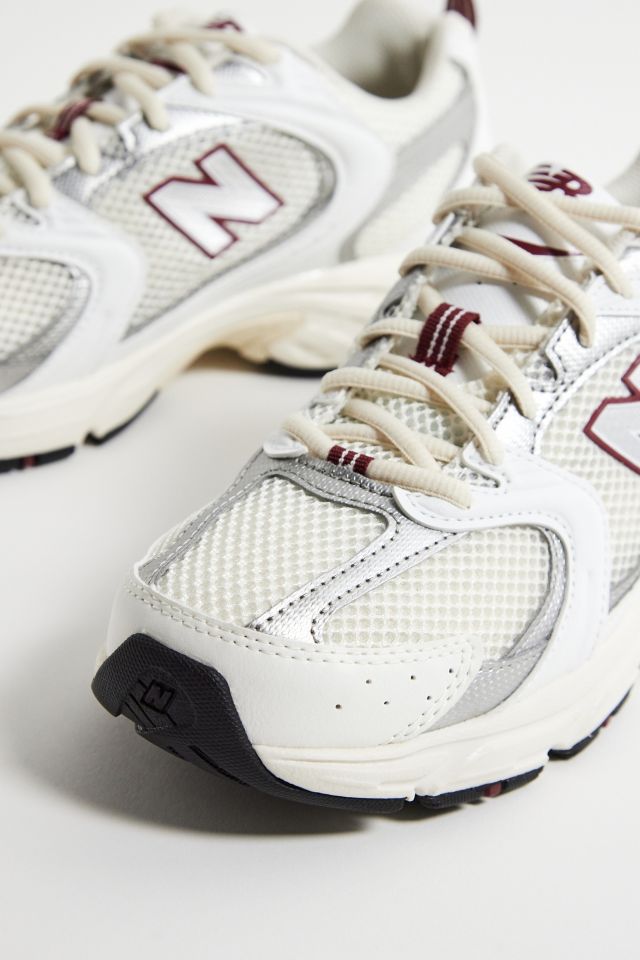 New Balance White Burgundy 530 Trainers