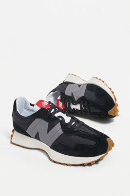 new balance 327 black gum sole trainers