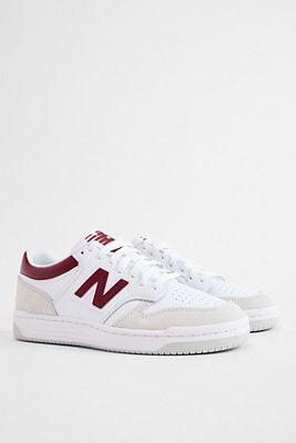 New Balance White & Burgundy 480 Trainers