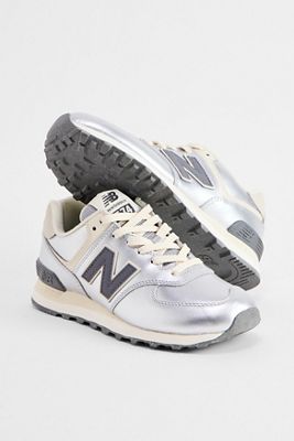 New Balance Metallic Silver 574 Trainers