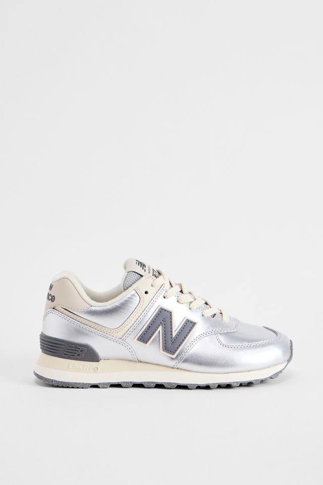 New Balance Metallic Silver 574 Trainers #1
