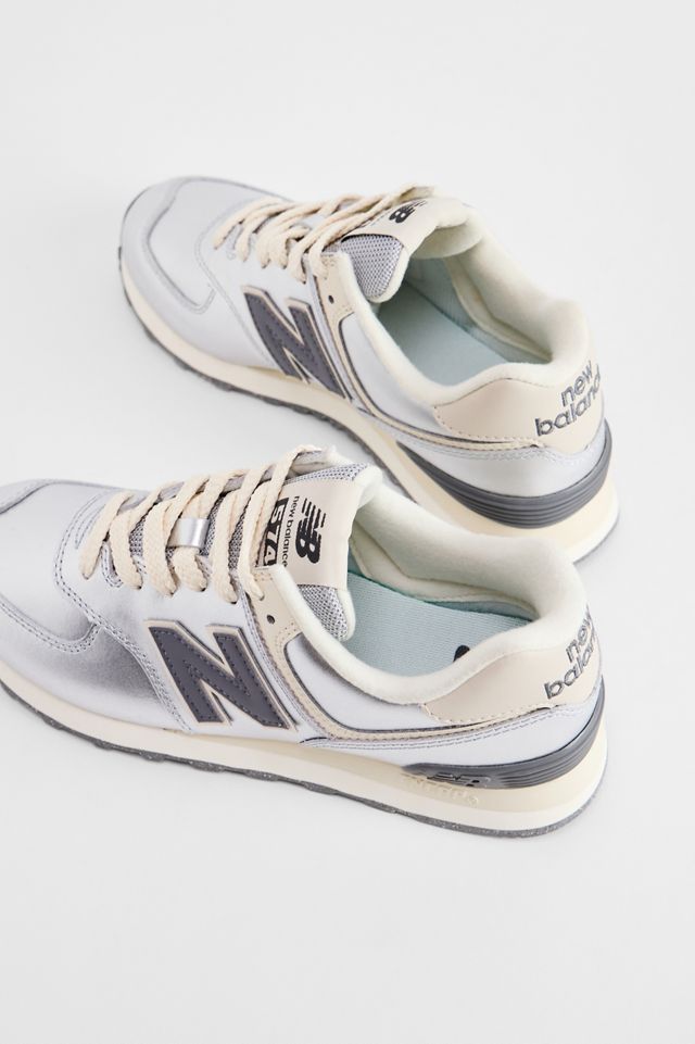 New Balance Metallic Silver 574 Trainers #2