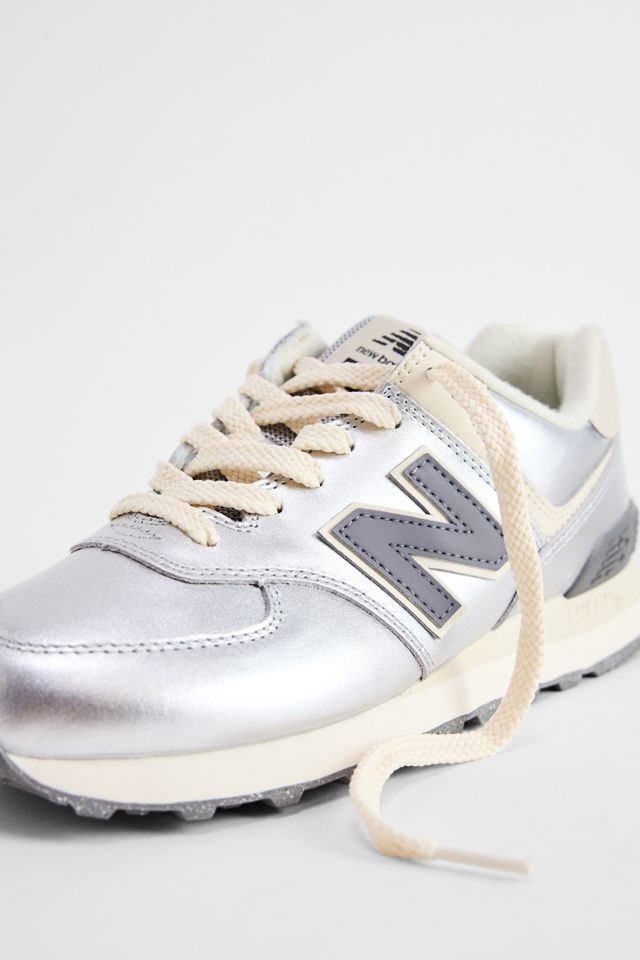 New Balance Metallic Silver 574 Trainers #3
