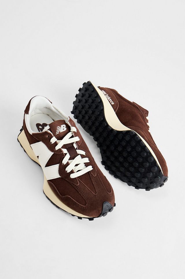 New Balance Brown & White 327 Trainers #1
