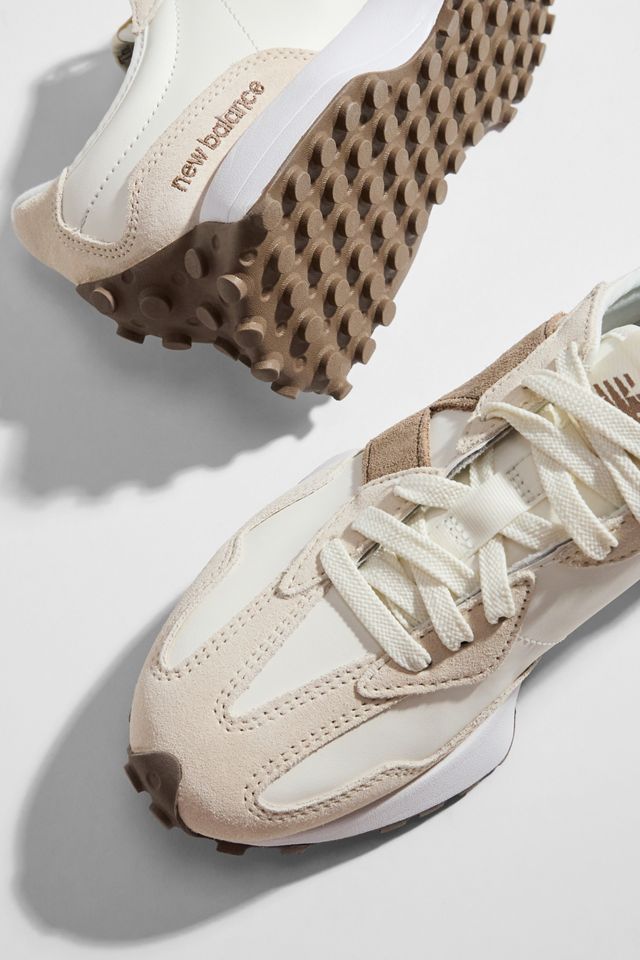 New Balance White & Brown 327 Trainers #1