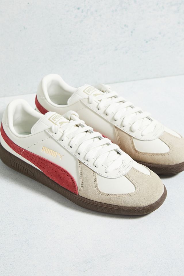PUMA White & Red Army Trainer Suede Trainers #1