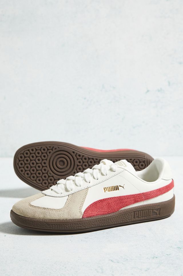 PUMA White & Red Army Trainer Suede Trainers #2