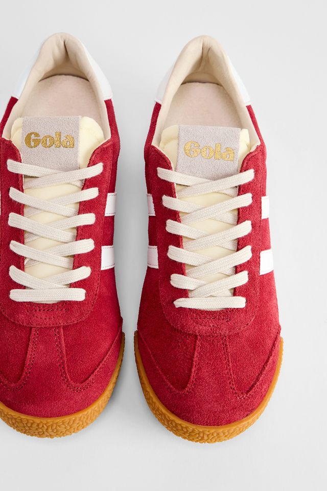Gola Red & White Elan Suede Trainers #3