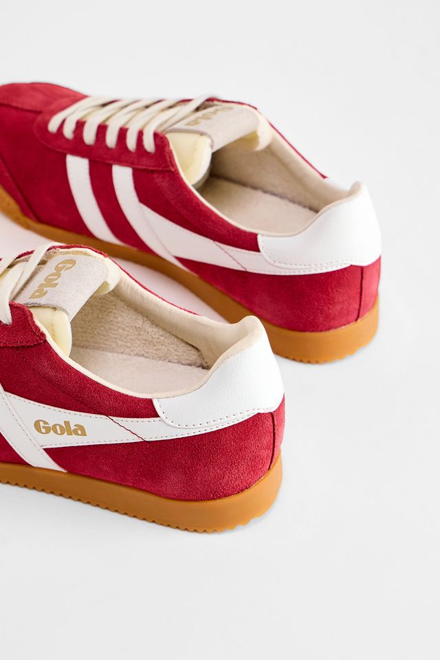 Gola Red & White Elan Suede Trainers #4