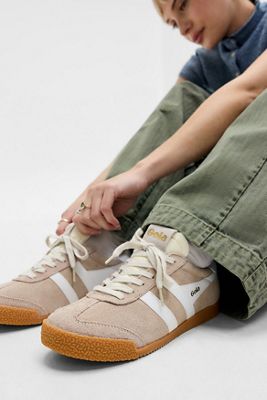 Gola Bone & White Elan Suede Trainers