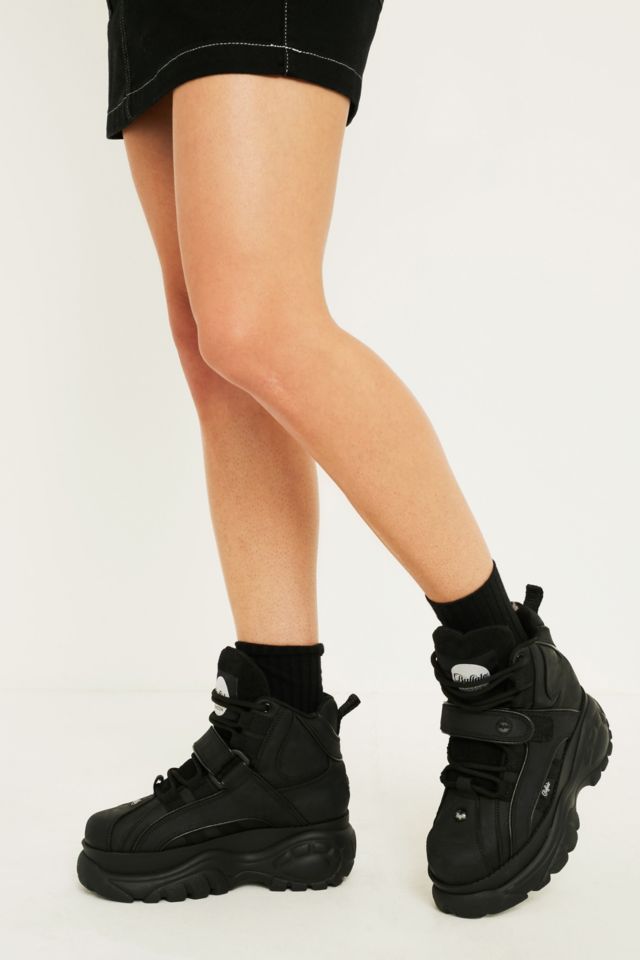 Black high store top platform sneakers