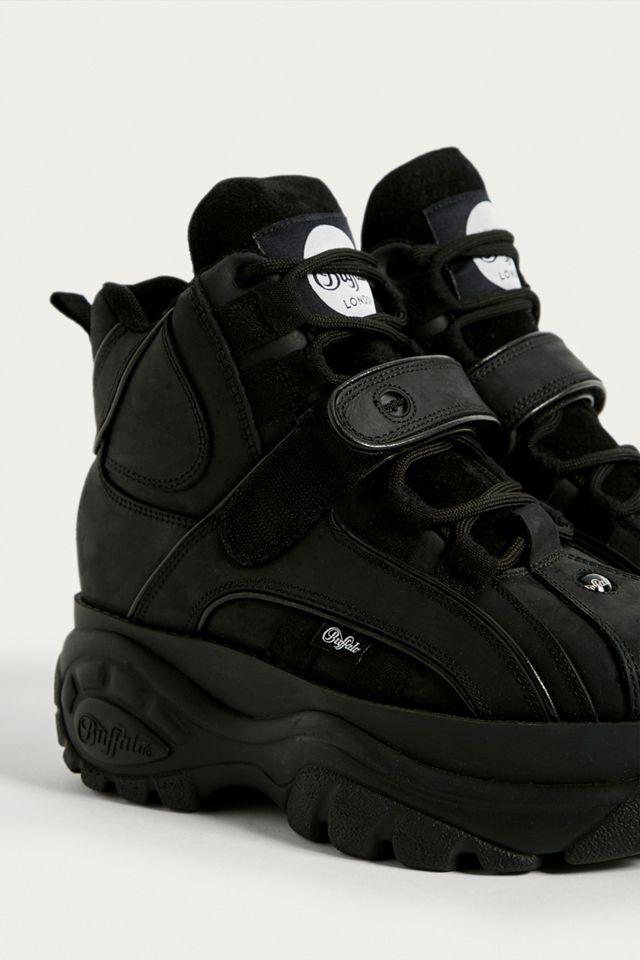 Buffalo Black Leather Hi-Top Platform Trainers #4