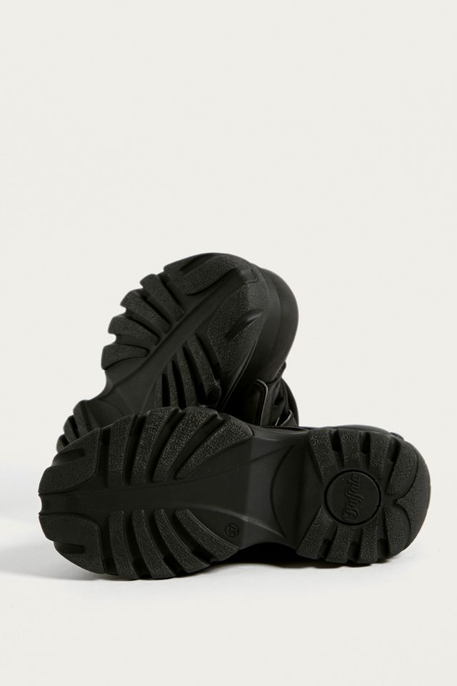 Buffalo Black Leather Hi-Top Platform Trainers #6