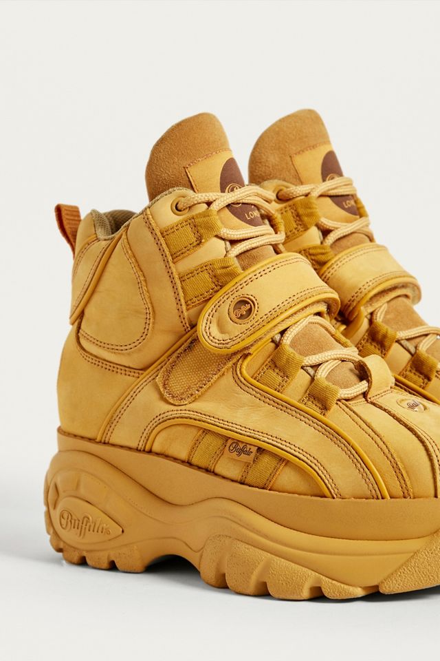 Buffalo - Baskets montantes à plateforme en cuir beige  #3