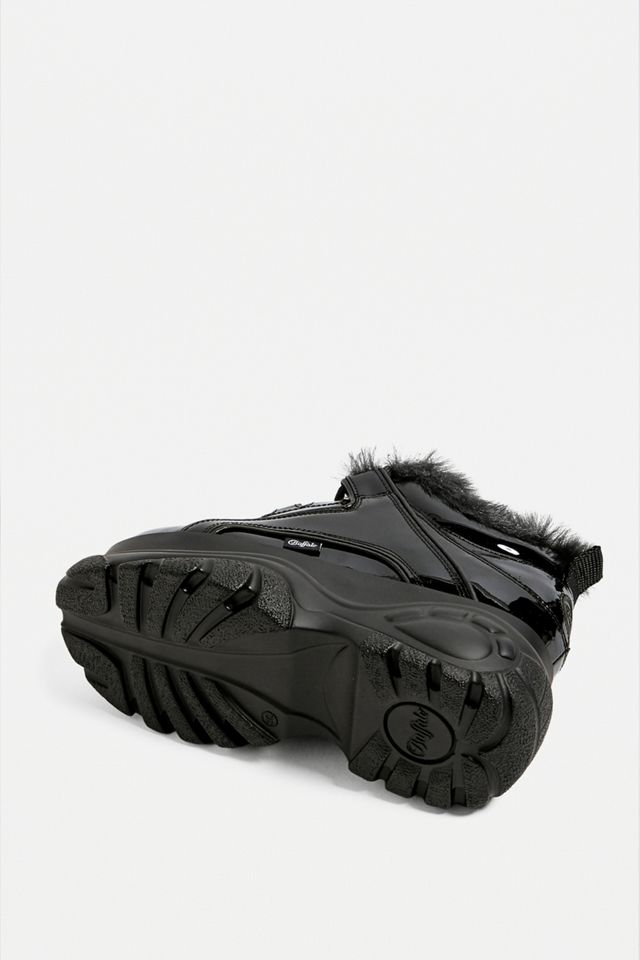 Buffalo Black Patent Faux Fur Lined Chunky Trainers #4