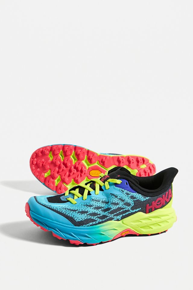 HOKA Speedgoat 5 Blue & Yellow Trainers #4