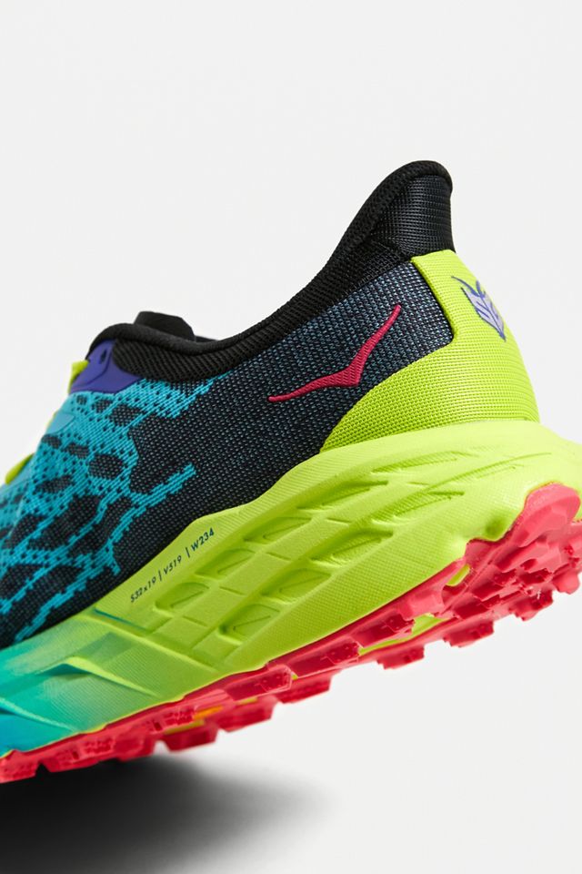 HOKA Speedgoat 5 Blue & Yellow Trainers #5