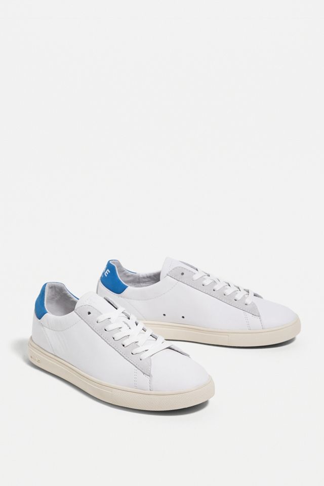 CLAE White & Blue Bradley California Leather Trainers