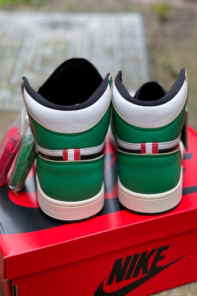 Nike Jordan White & Green Air Jordan 1 Lucky Trainers #3