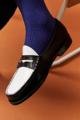 weejuns penny loafers black & white leather