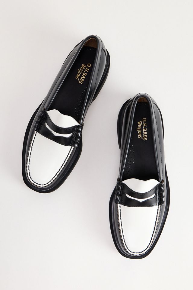 G.H.Bass Black & White Larson Weejuns Penny Loafers #1