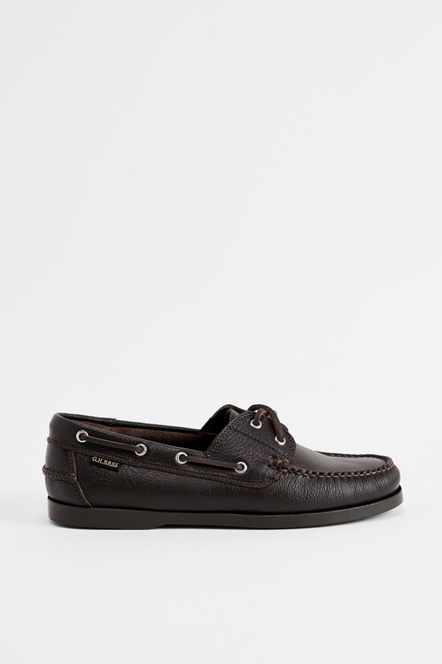 G.H.Bass Brown Textured Leather Boat Shoes #1