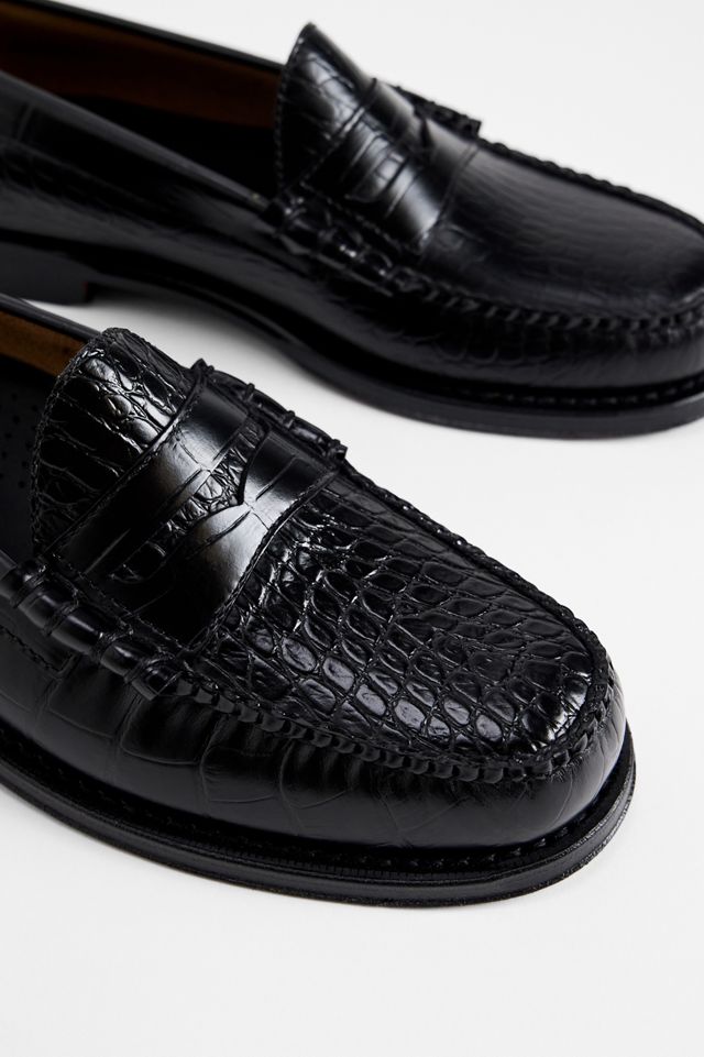 G.H.Bass Schwarze Krokodil-Geprägte Weejuns Leder Penny Loafers #1