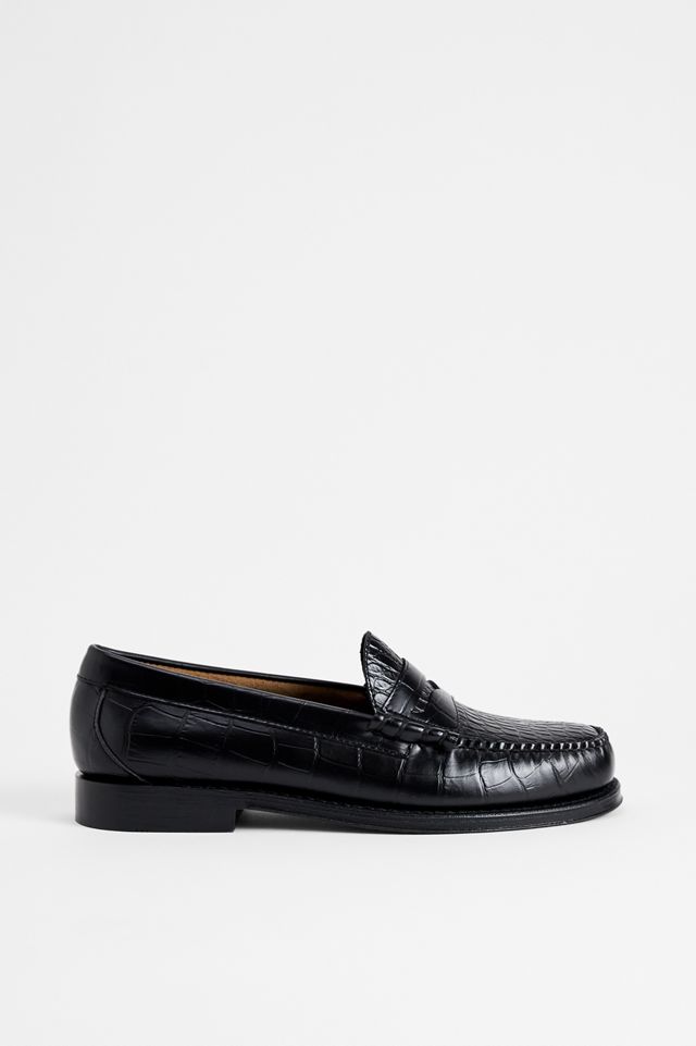 G.H.Bass Schwarze Krokodil-Geprägte Weejuns Leder Penny Loafers #2