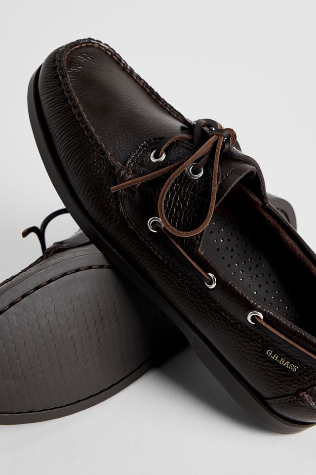 G.H Bass Dark Brown Textured Boat Shoes #1