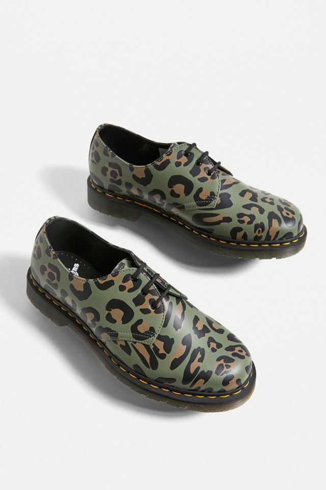 Dr. Martens Distorted Leopard Khaki 1461 3-Eyelet Oxford Shoes #1