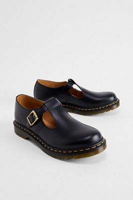Dr. Martens Black Polley Smooth Leather Mary Jane Shoes