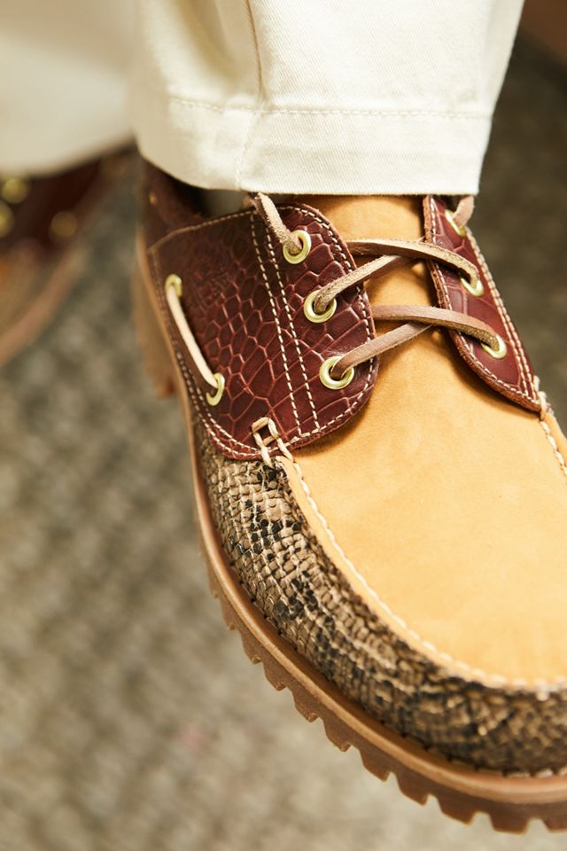 Timberland Beige Authentic 3-Eye Python Print Classic Lug Shoes #4
