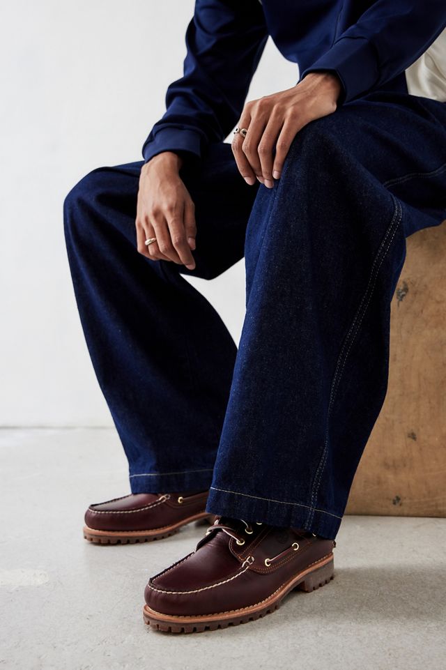 Timberland Burgundy Full Grain Leather 3-Eyelet Lug Boat Shoes #1