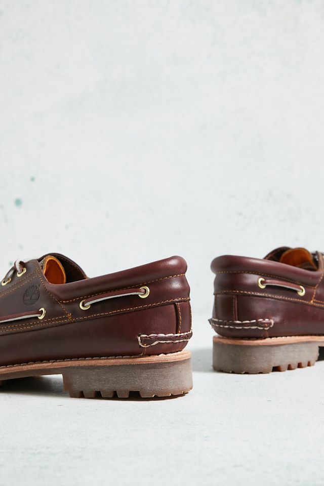 Timberland Burgundy Full Grain Leather 3-Eyelet Lug Boat Shoes #3