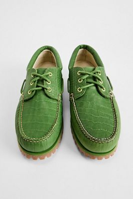 Chaussures bateau Timberland vertes Noreen à motif crocodile