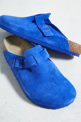 Birkenstock Boston Ultra Blue Suede Clogs Urban Outfitters UK